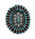Turquoise And Coral Needlepoint Sterling Silver Ring Size 6-1/2 FX91958